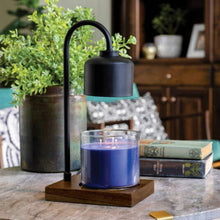 Load image into Gallery viewer, Black & Wood Arched Candle Lamp