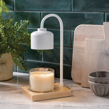 Load image into Gallery viewer, White & Wood Arched Candle Warmer Lamp