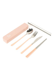 Load image into Gallery viewer, Cutlery Kit - Silver W/ Blush Handle