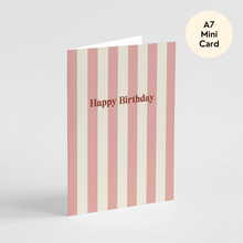Load image into Gallery viewer, Red Stripes Mini Happy Birthday Card - Colourful Mini Card