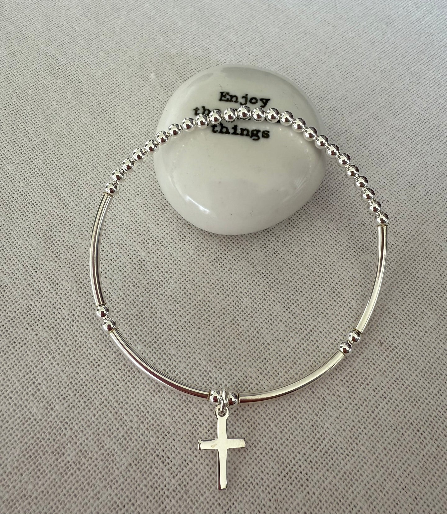 Silver Thin Cross Bracelet