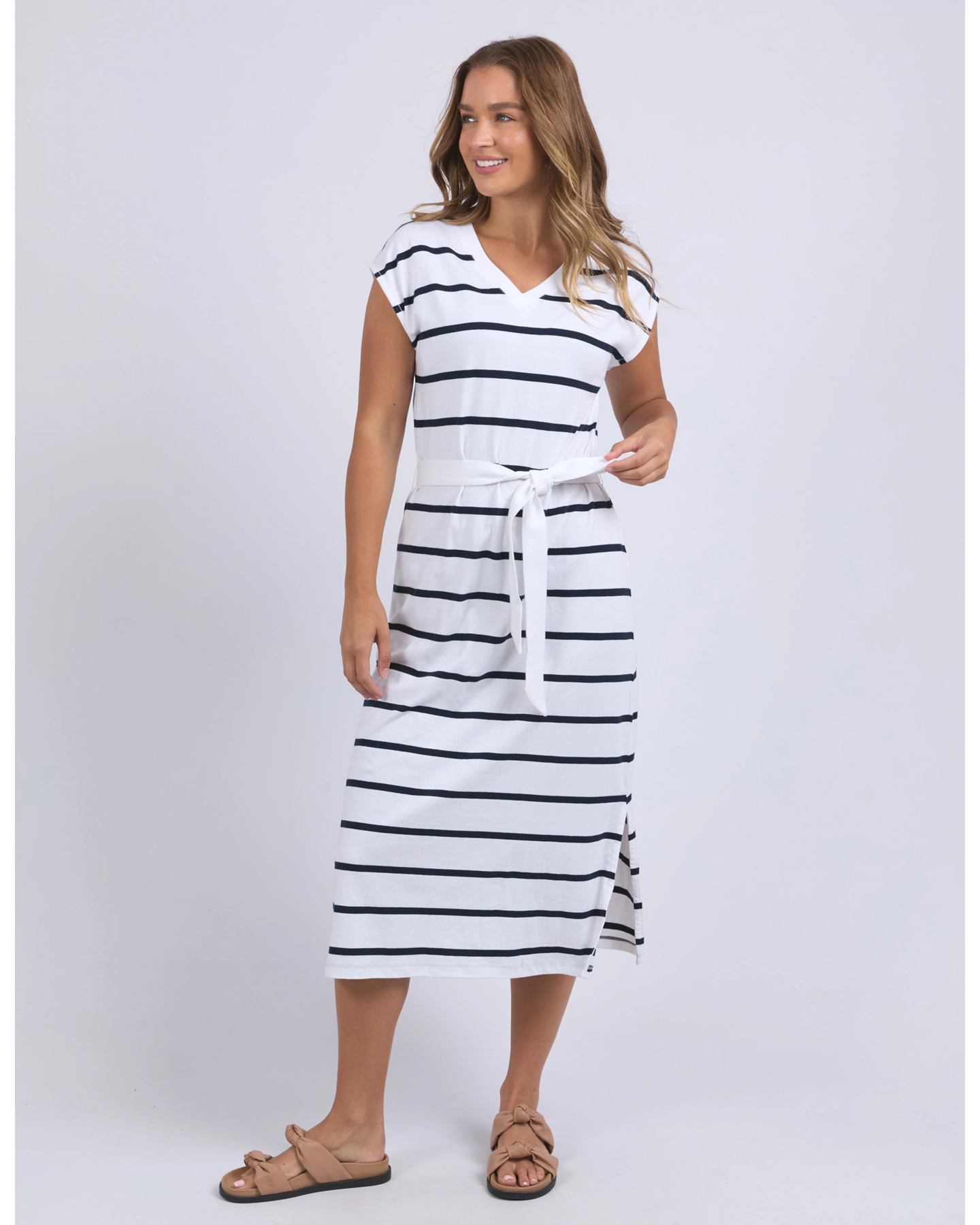 Casey Stripe Dress - White