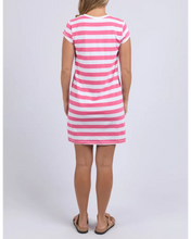 Load image into Gallery viewer, Signature Stripe Tee Dress- Hot Pink
