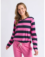 Load image into Gallery viewer, Spritz Stripe L/S Tee - Hot Pink/Navy Stripe
