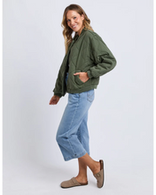 Load image into Gallery viewer, Jean Bomber Jacket - Four Leaf Clover
