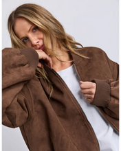 Load image into Gallery viewer, Evie Suede Bomber - Chocolate
