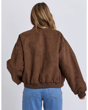 Load image into Gallery viewer, Evie Suede Bomber - Chocolate
