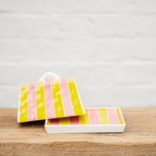Load image into Gallery viewer, Butter Dish - Pink &amp; Yellow Stripe
