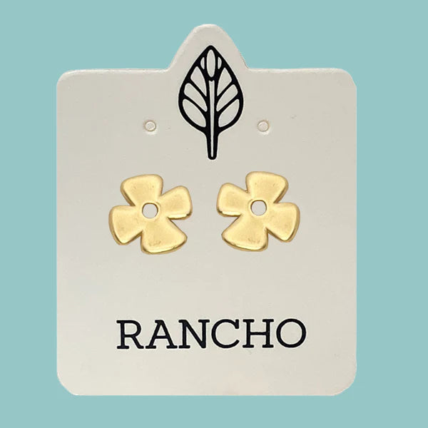 retro flower stud - Gold