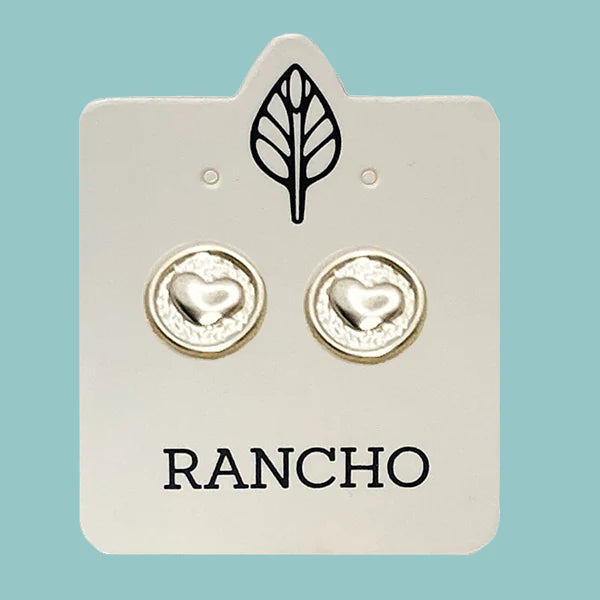 Raised Hearts Studs - Silver
