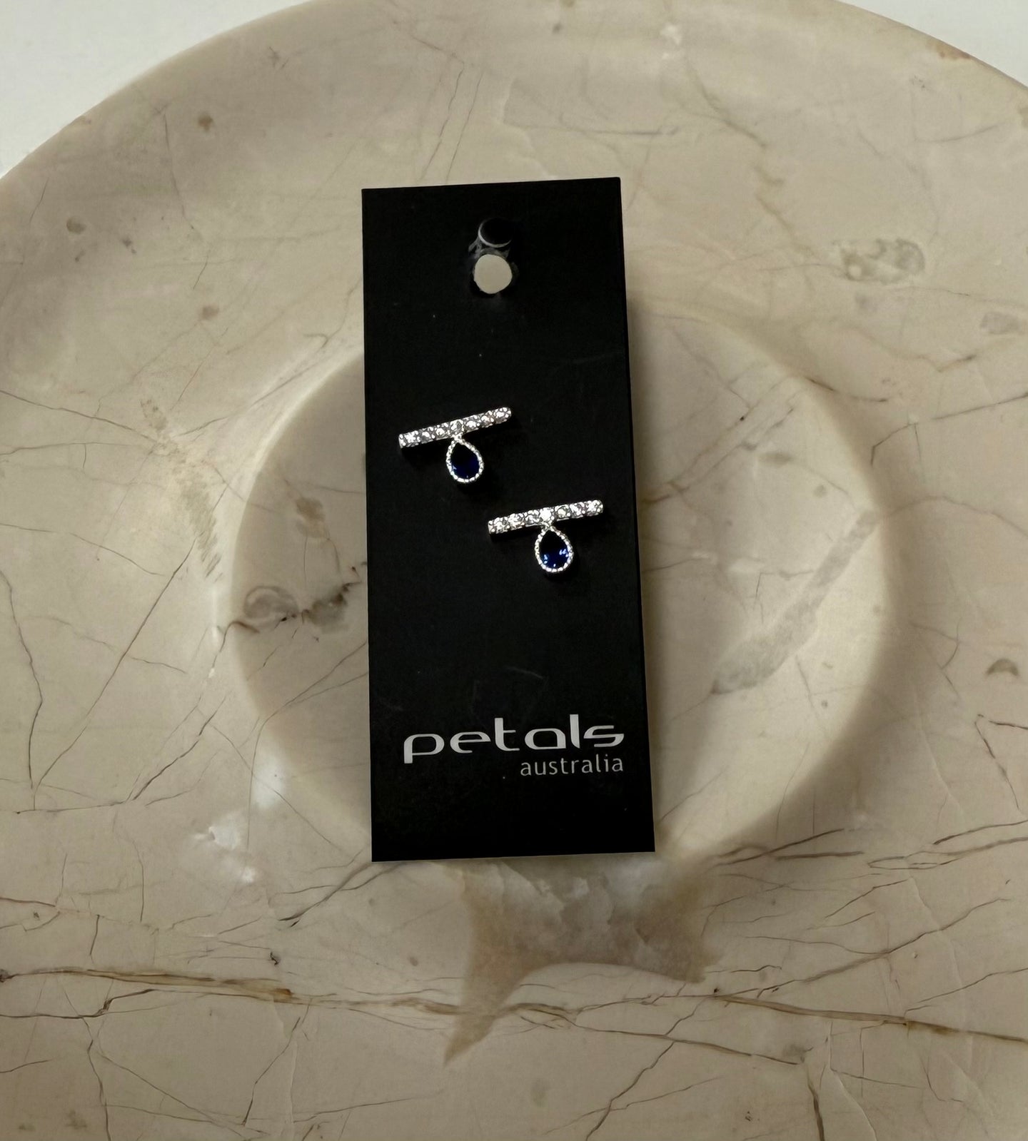 Stud Earrings - Blue Gem