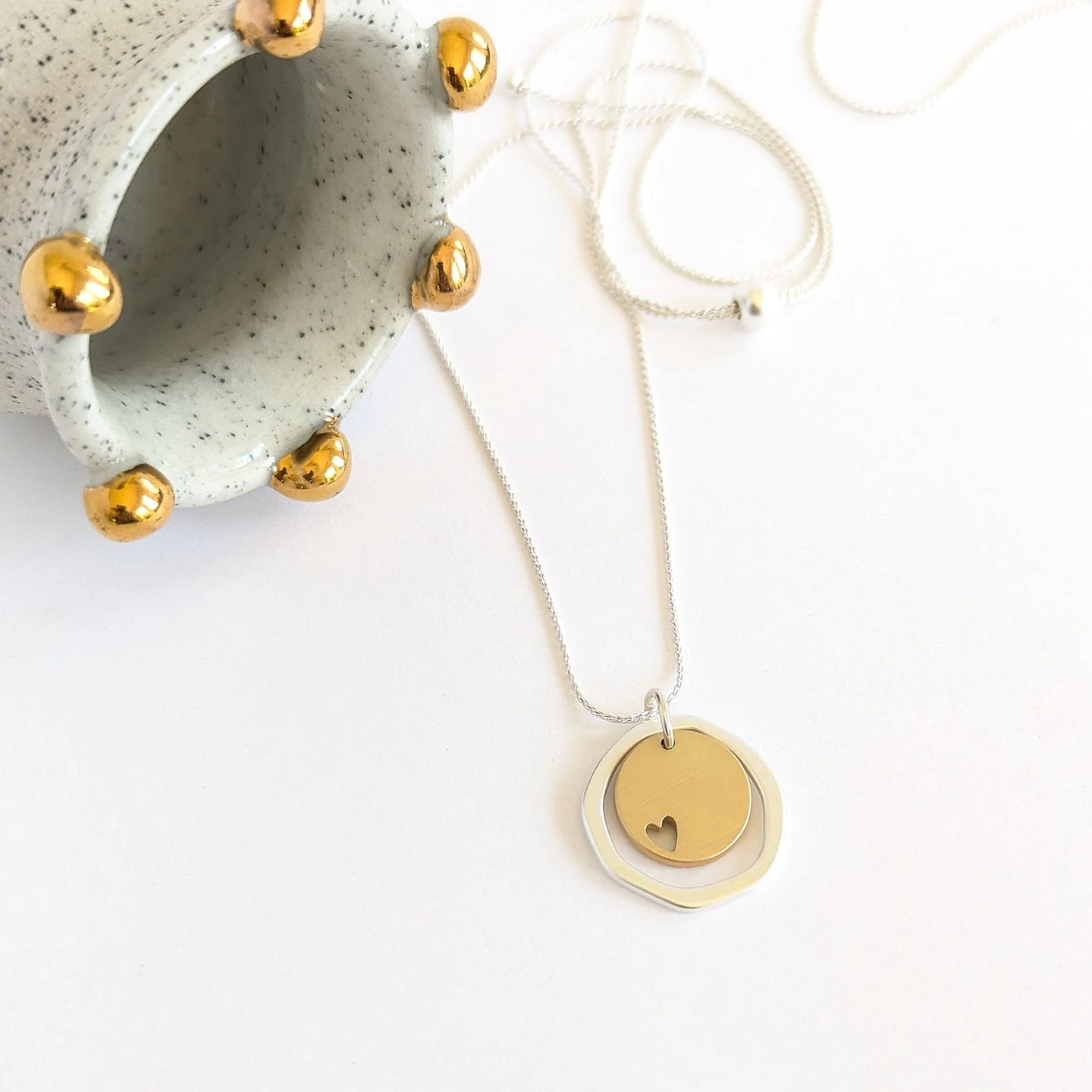 Void Heart Disc + Ring Chain necklace