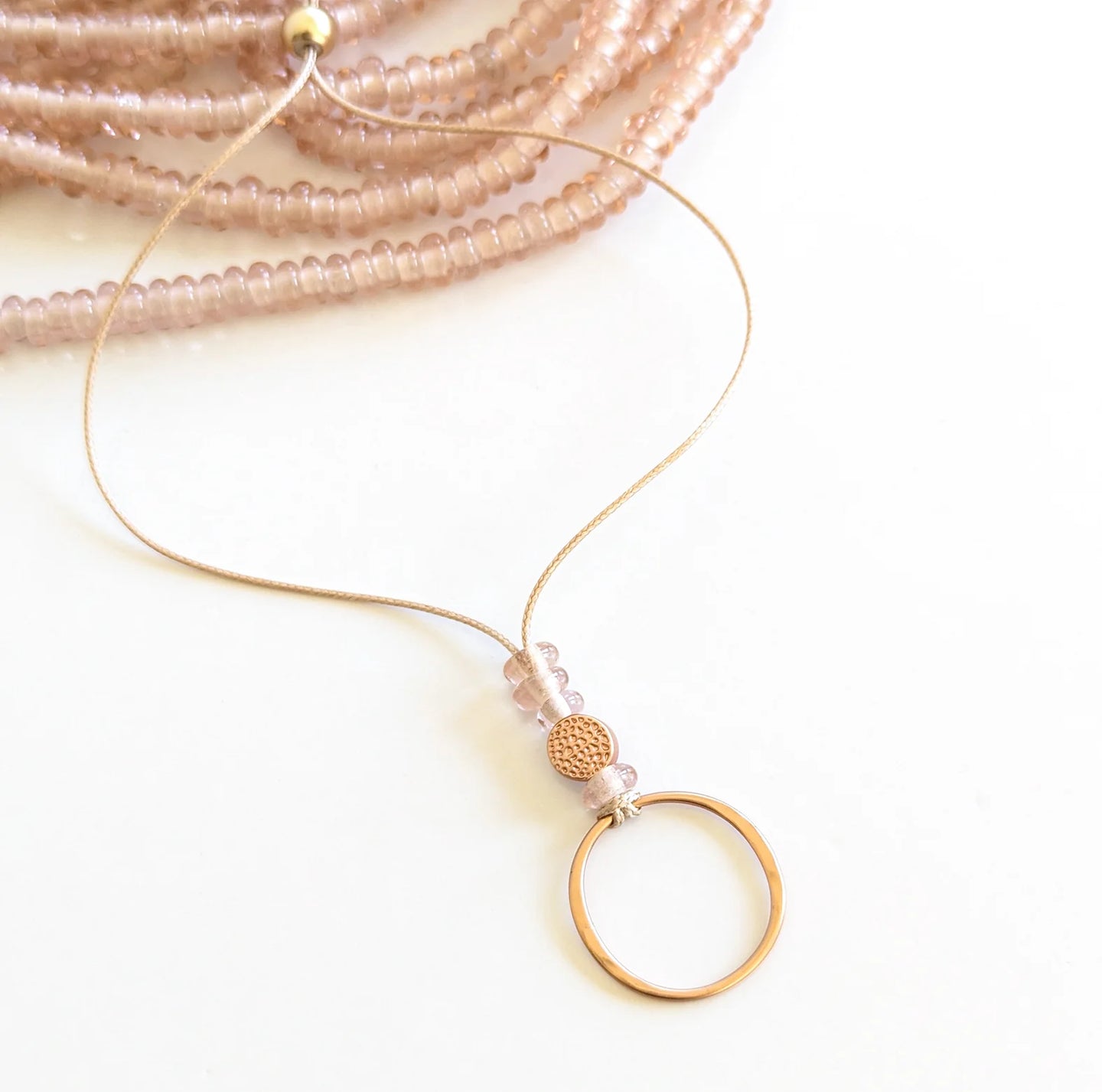Glass and Hammered Hoop Necklace