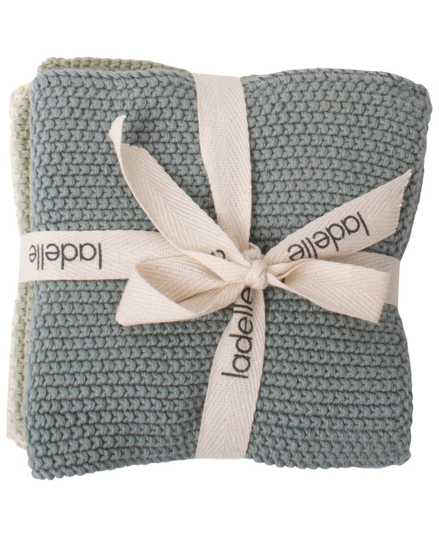 Knitted Dishcloth 3pk - Sage