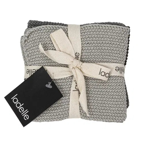 Knitted Dishcloth 3pk - Grey