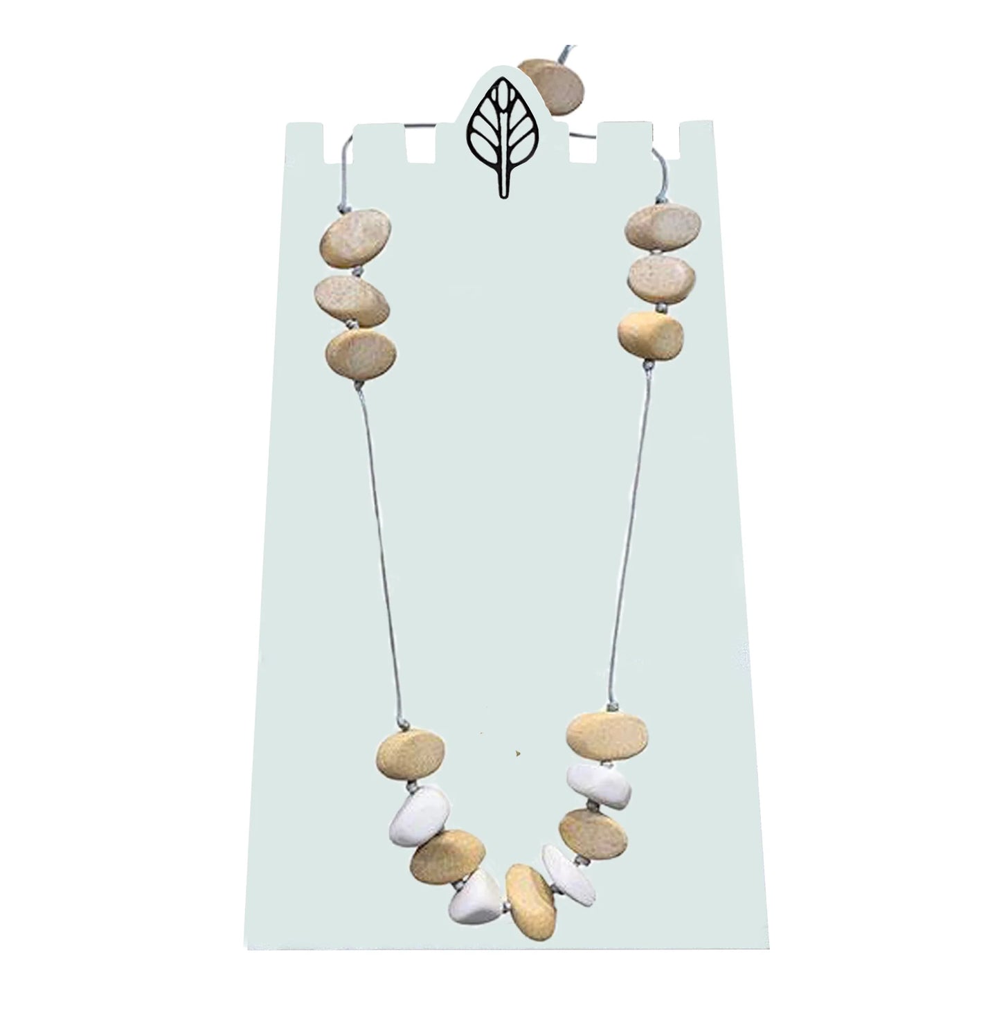Wood Oval Adjustable Necklace
