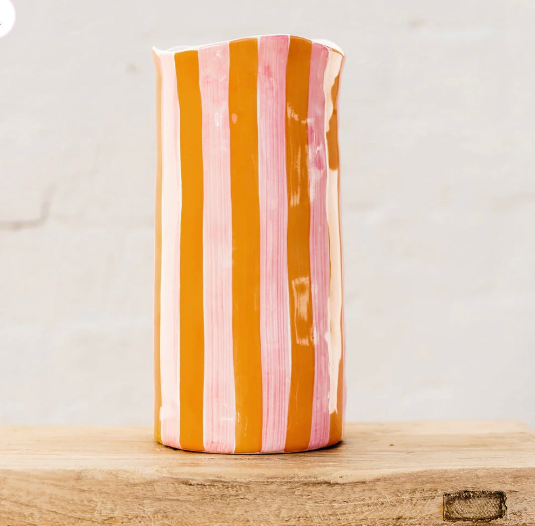 Large Vase - Orange & Pink Stripe