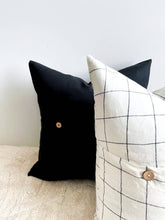 Load image into Gallery viewer, Pure French Linen Cushion - Black Grids
