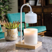 Load image into Gallery viewer, White &amp; Wood Arched Candle Warmer Lamp
