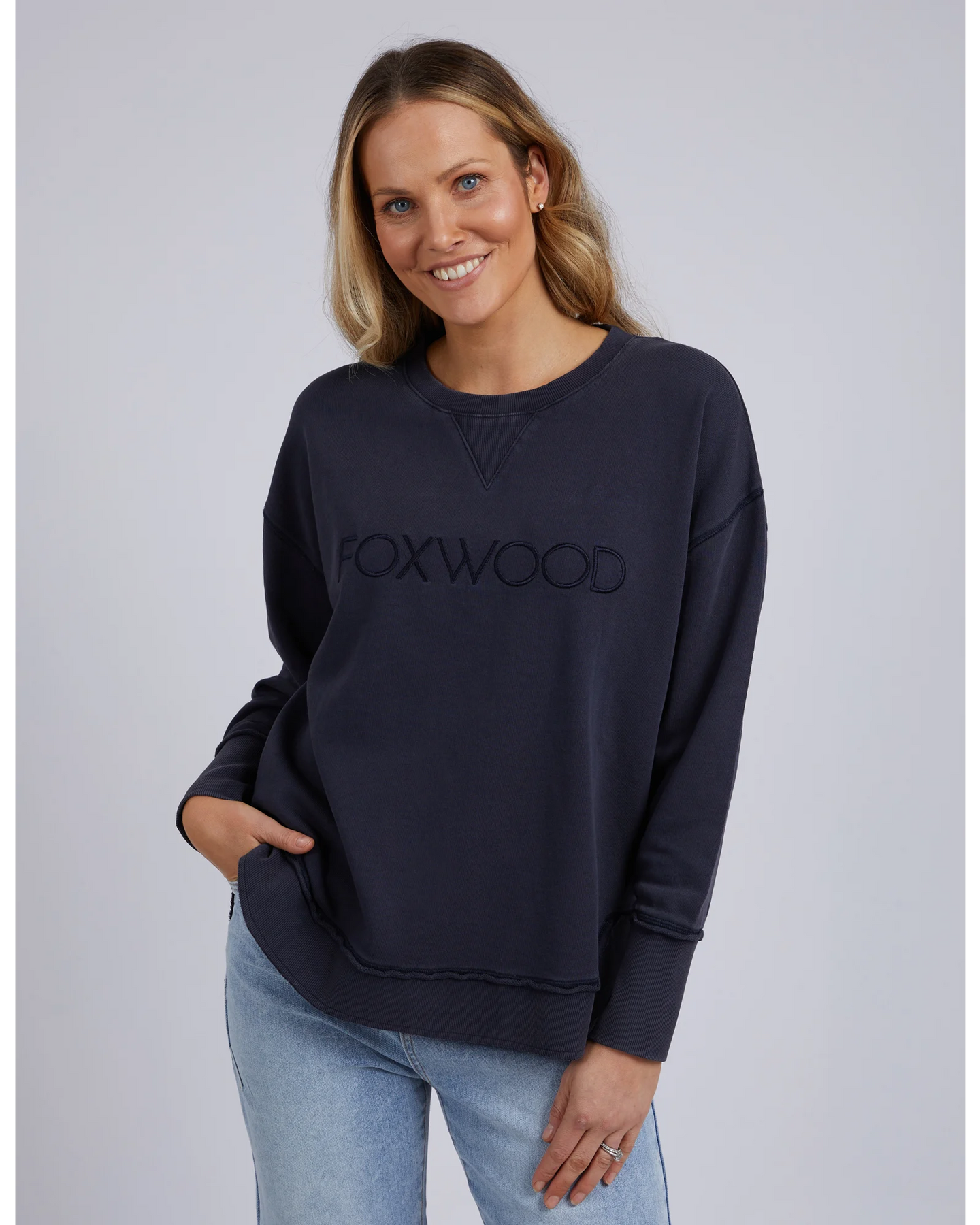 Washed Simplified Crew - Navy