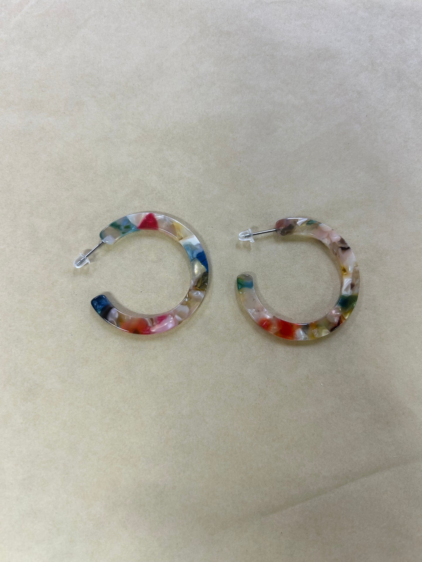 Resin Multi Colour Hoop Earrings