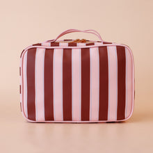 Load image into Gallery viewer, Burgundy Stripe Cosmetic Bag
