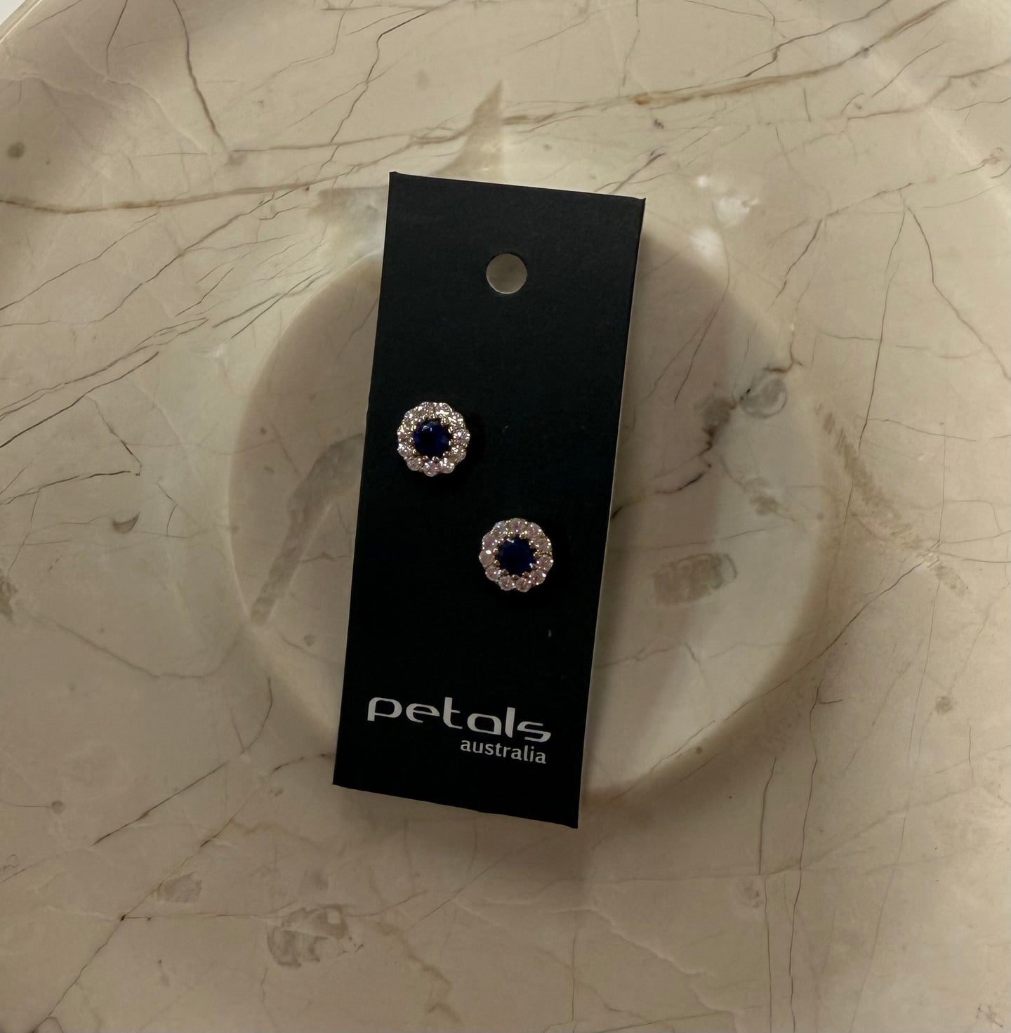 Stud Earrings - Blue Gem