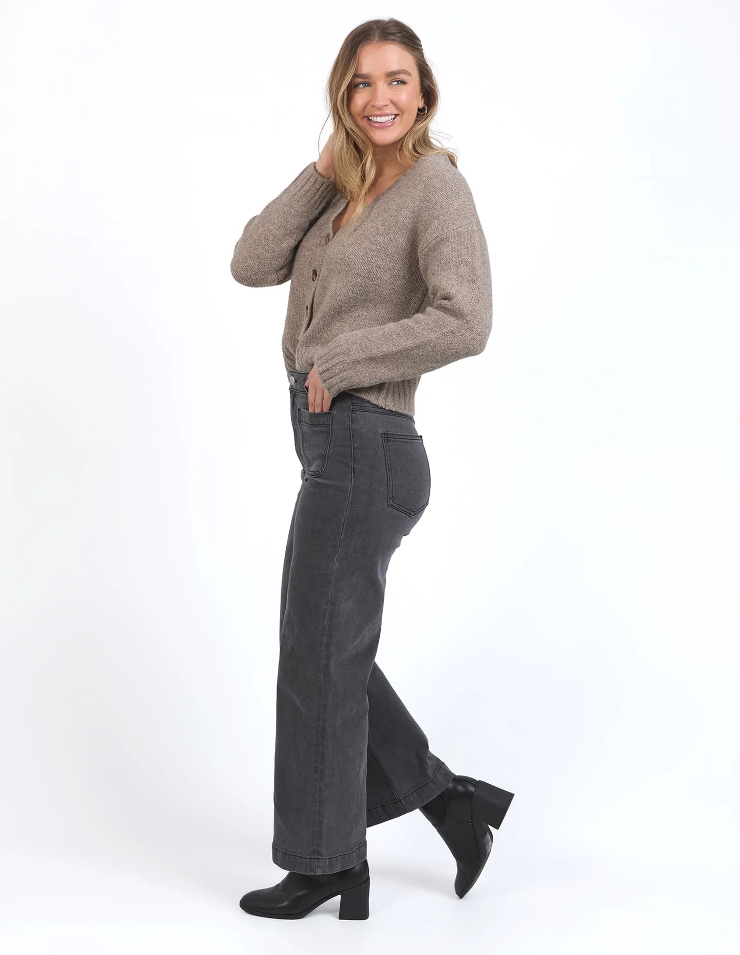 Sarah Wide Leg Jean - Washed Black