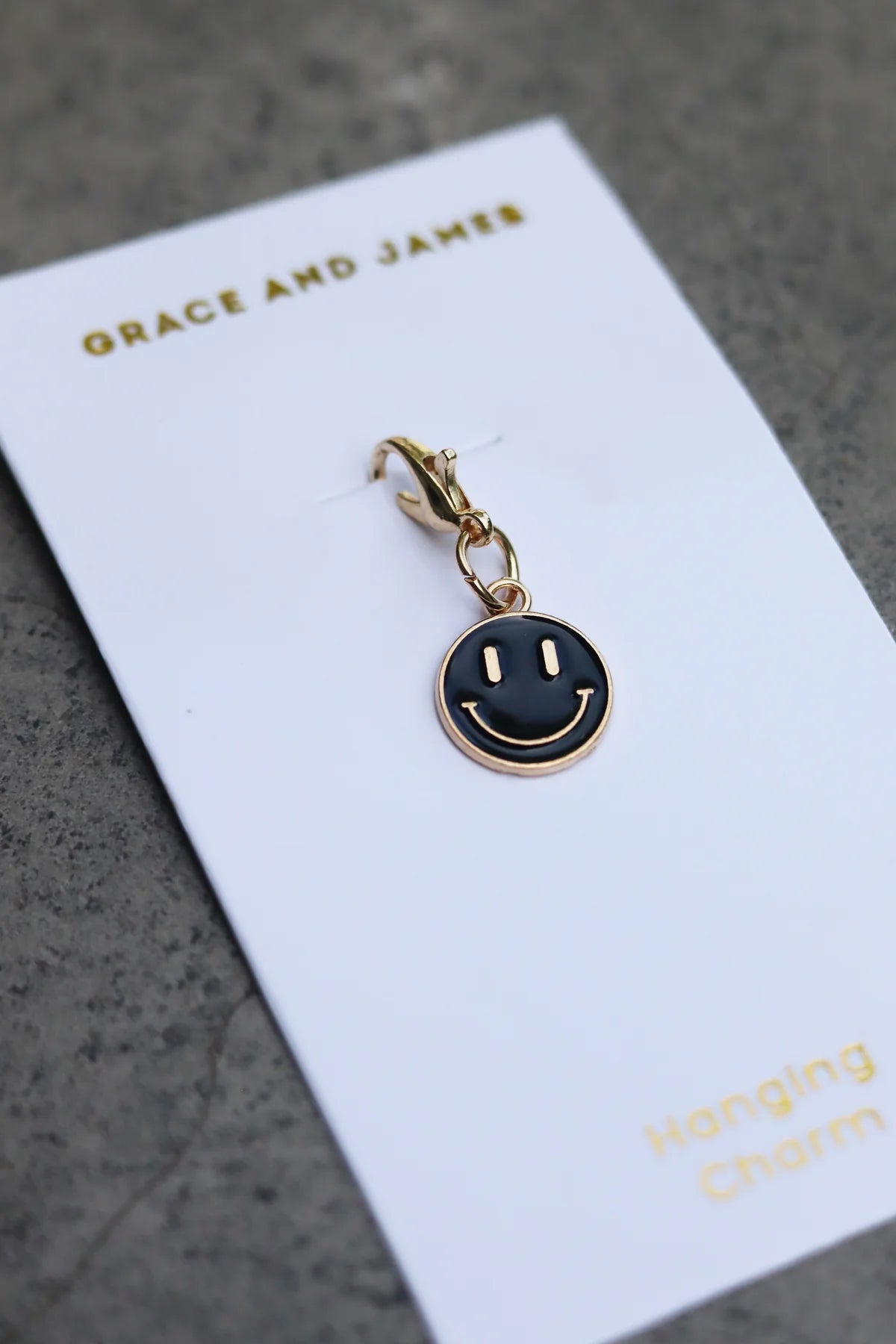 Hanging Air Freshener Charm - Smiley Black