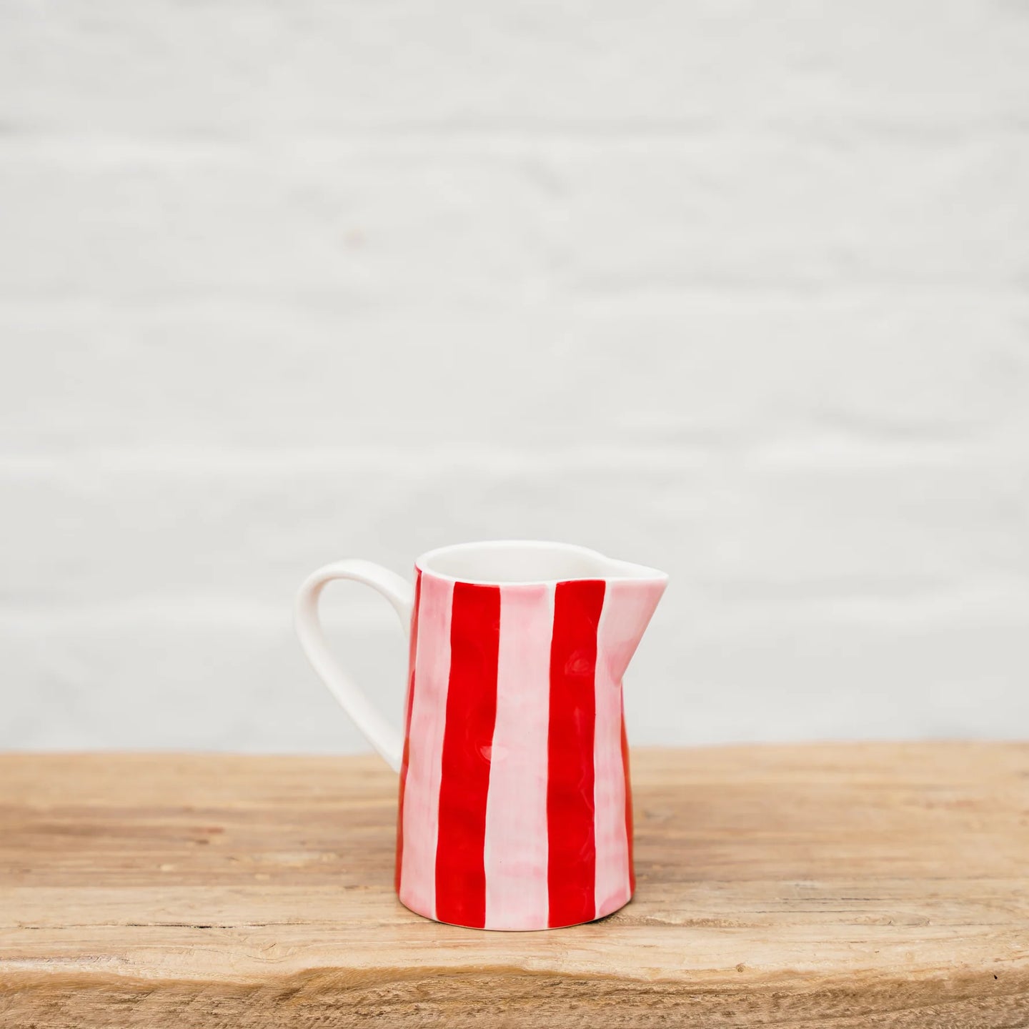 Milk Jug - Red & Pink Stripes