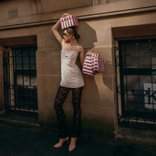 Load image into Gallery viewer, Burgundy Stripe Cosmetic Bag
