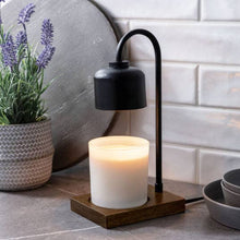 Load image into Gallery viewer, Black &amp; Wood Arched Candle Lamp
