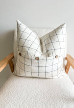 Load image into Gallery viewer, Pure French Linen Cushion - Black Grids
